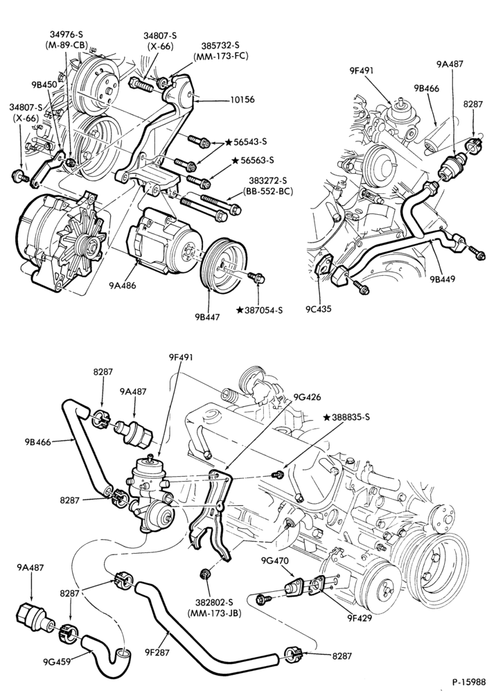 Схема 8 CYL. 5.0L (302 C.I.D.)-Thermactor emission (T/E)