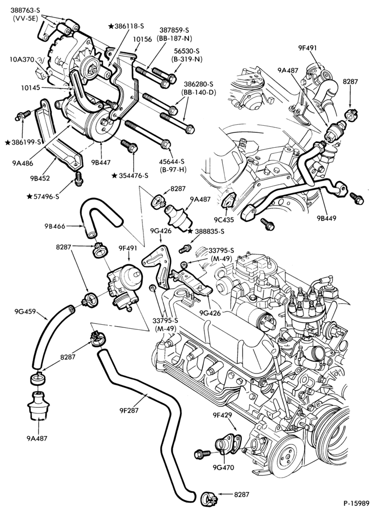Схема 8 CYL. 5.0L (302 C.I.D.)-Thermactor emission (T/E)