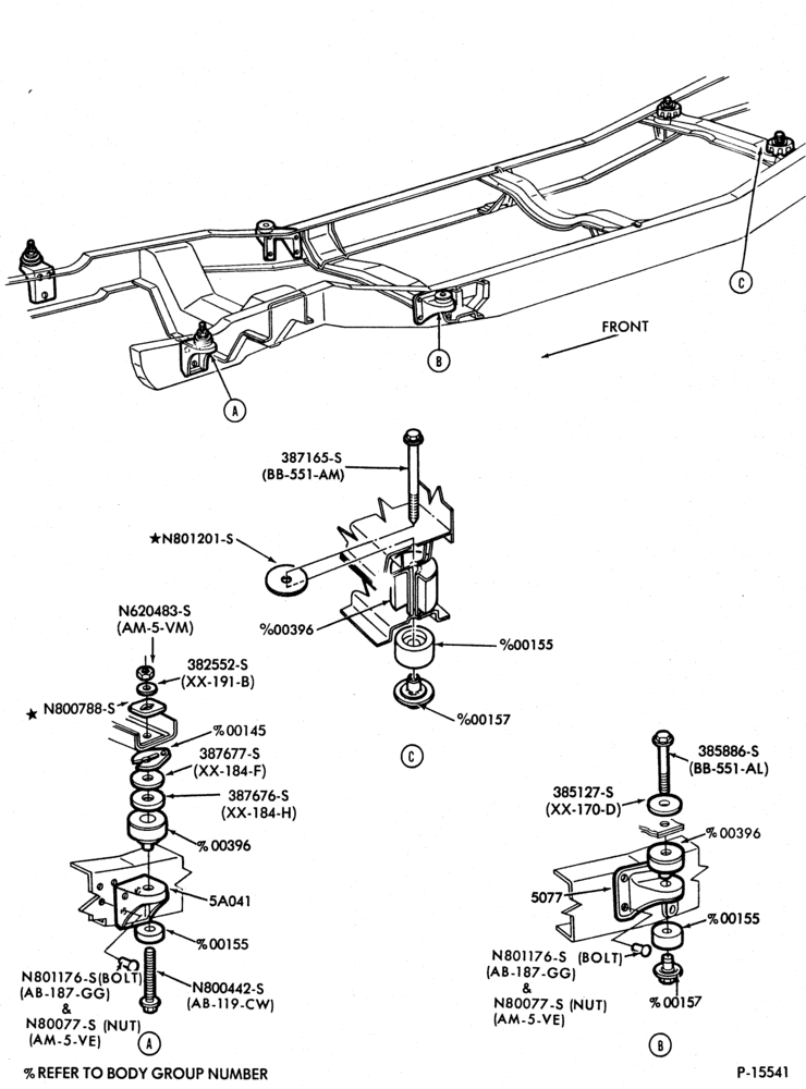 Схема FRAME-FRAME- body to frame mounts-F100/350,F(Super
