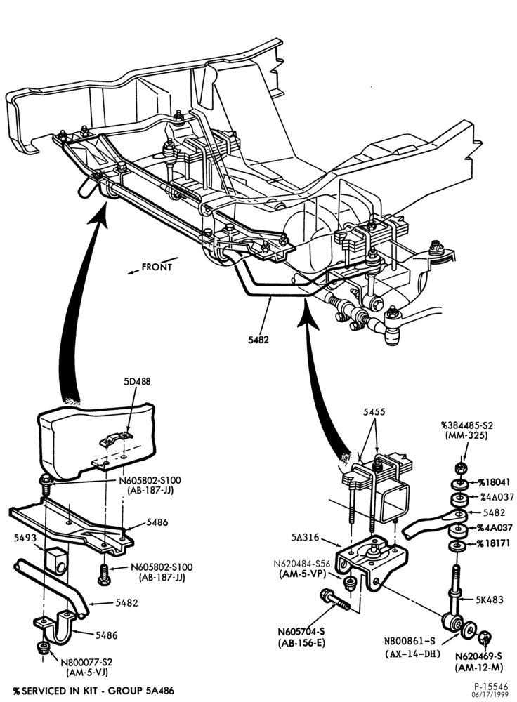 Схема FRAME-FRONT SUSPENSION - stabilizer bar-w/o monobeam axle-F250/350-4/W/D