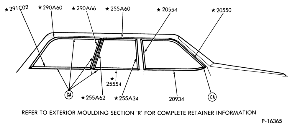 Схема WINDOW FRAME AND BELT - BODY TYPE 74