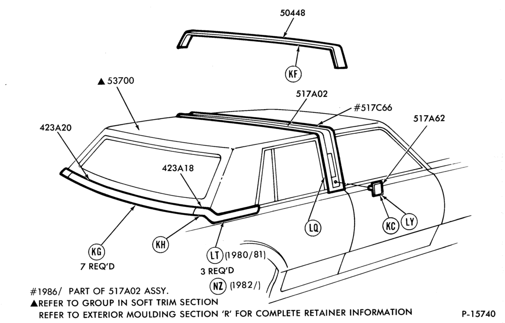 Схема ROOF AND BACK BELT - W/HALF AND FULL VINYL ROOF