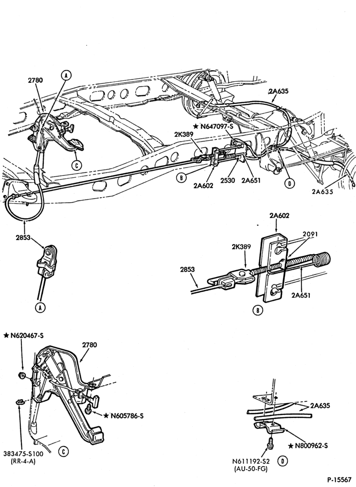 Схема BRAKES-Parking brake system - rear brake mounted-U150