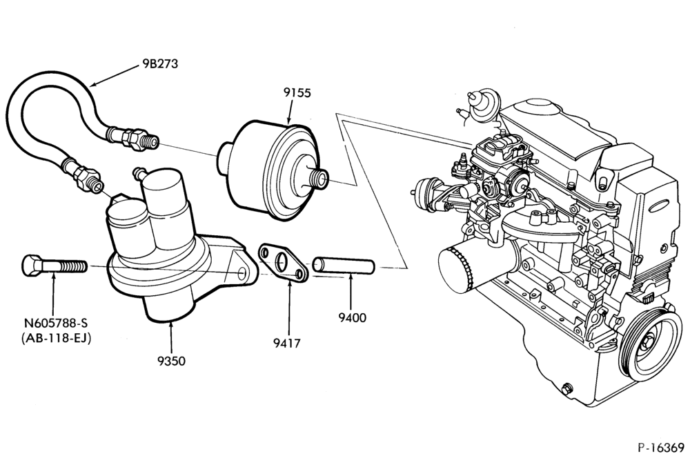 Схема 4 CYL. 1.9L (116 C.I.D.)-Fuel pump- fuel-line filter