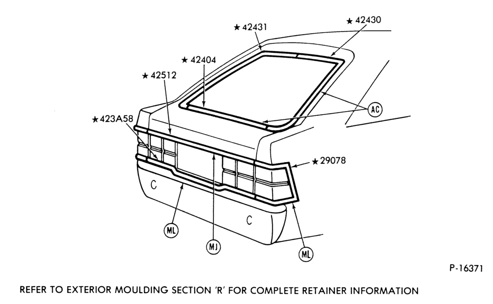 Схема BACK WINDOW AND BACK END - BODY TYPES 58, 61