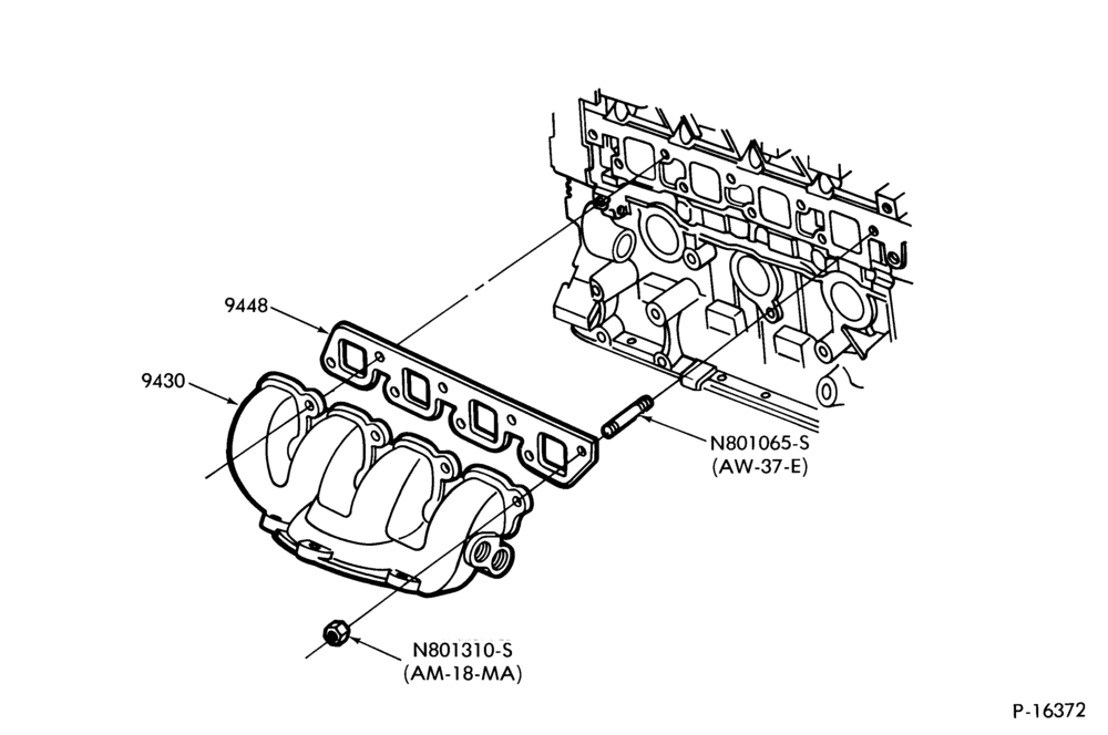 Схема 4 CYL. 1.9L (116 C.I.D.)-Manifold & related parts- exhaust