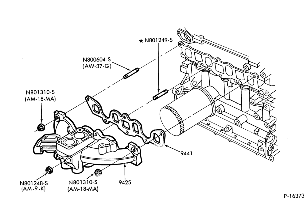 Схема 4 CYL. 1.6L (98 C.I.D.)-Manifold & related parts- intake