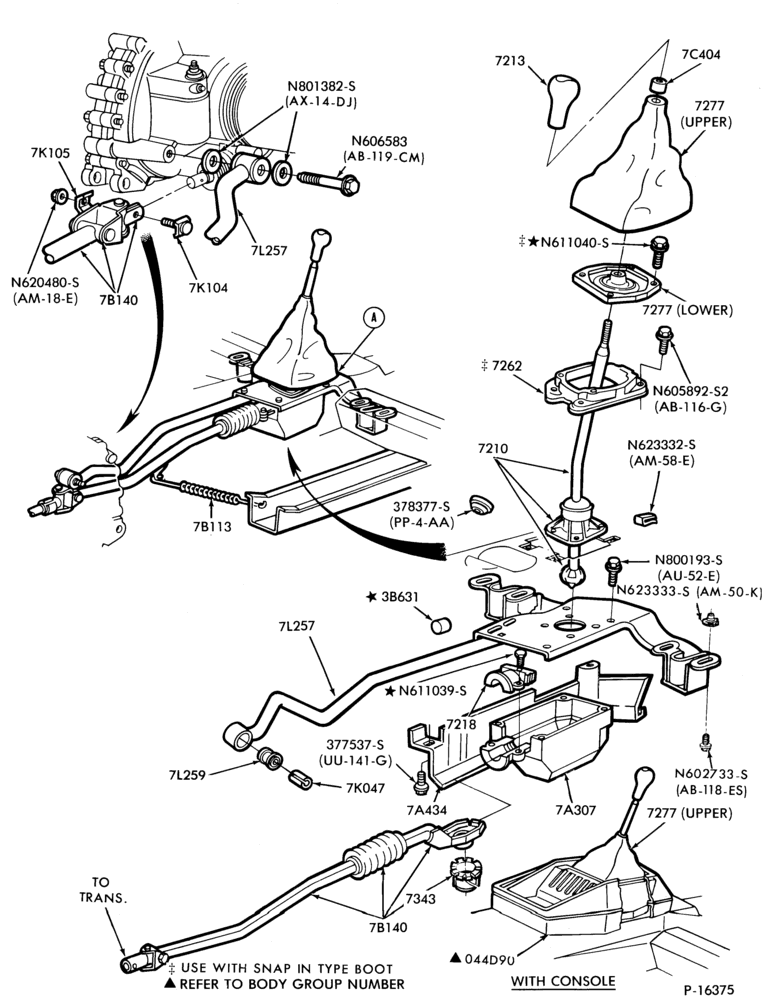Схема EXTERNAL PARTS-Gearshift mechanism - floor mounted-4/S