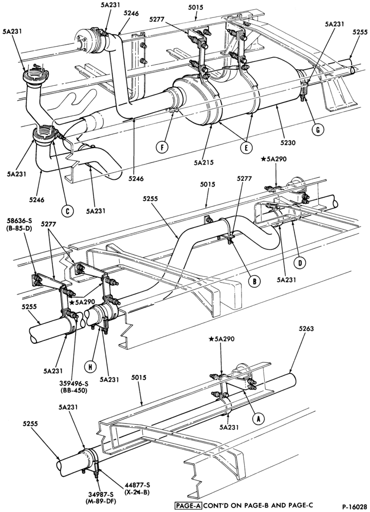 Схема EXHAUST SYSTEM-8 cyl. 501 (990) Det. Diesel - Body Type 84 (cowl) - Page A-F600/800