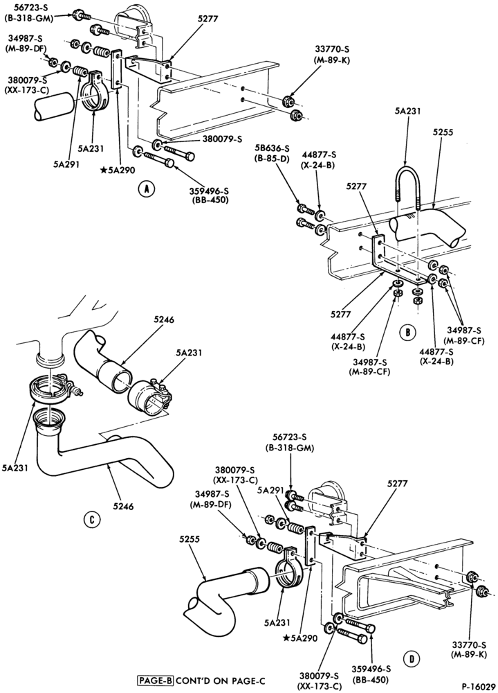 Схема EXHAUST SYSTEM-8 cyl. 501(990) Det. Diesel-Body Type 84 (cowl)-Page B-B600/700