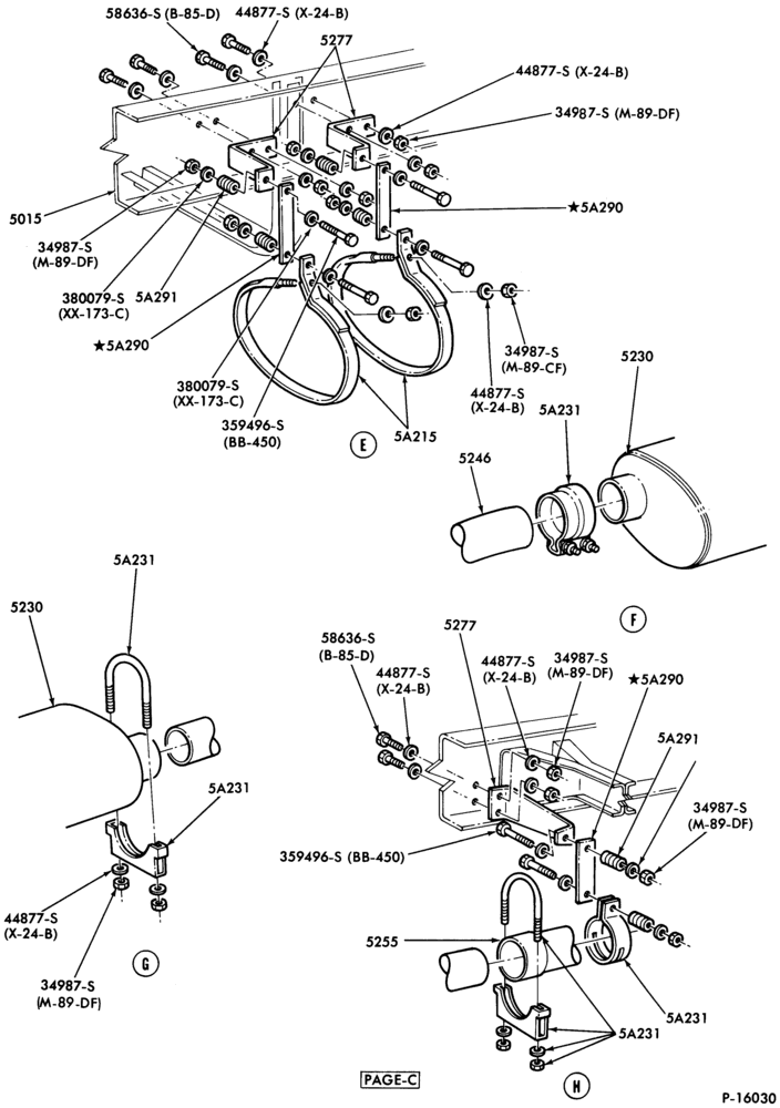 Схема EXHAUST SYSTEM-8 cyl. 501 (990) Det. Diesel - Body Type 84 (cowl) - Page C-F600/800