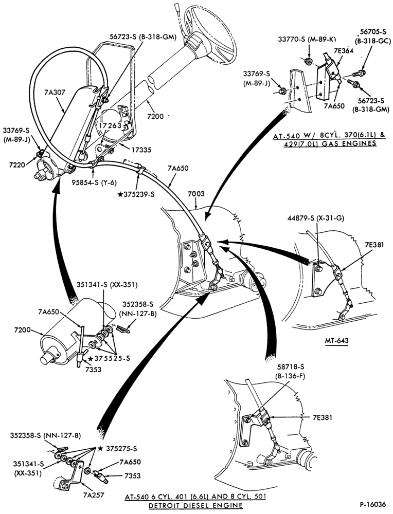 Схема SHIFT MECHANISM-Selector control cable-w/MT 643 and MT 653-B-F-FT600/900