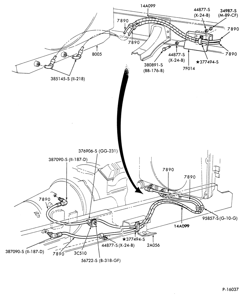 Схема OIL COOLER LINES-(1980/86)- w/MT 643- w/MT 643 and MT 653-B-F-FT600/900