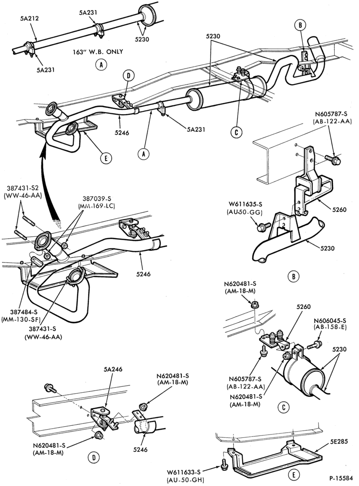 Схема EXHAUST SYSTEM-and 400 (6.9L)-chassis cab-F350