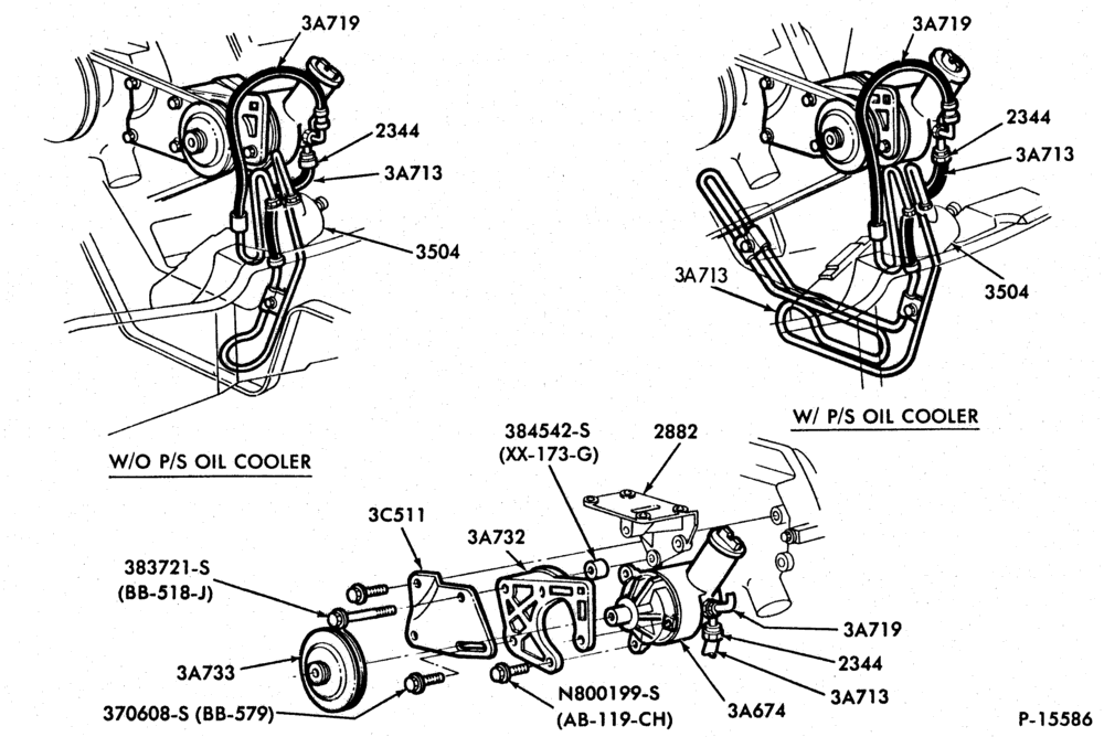 Схема STEERING-(1980/86) - 8 cyl. 302 (5.0L) and 351W (5.8L)-U150
