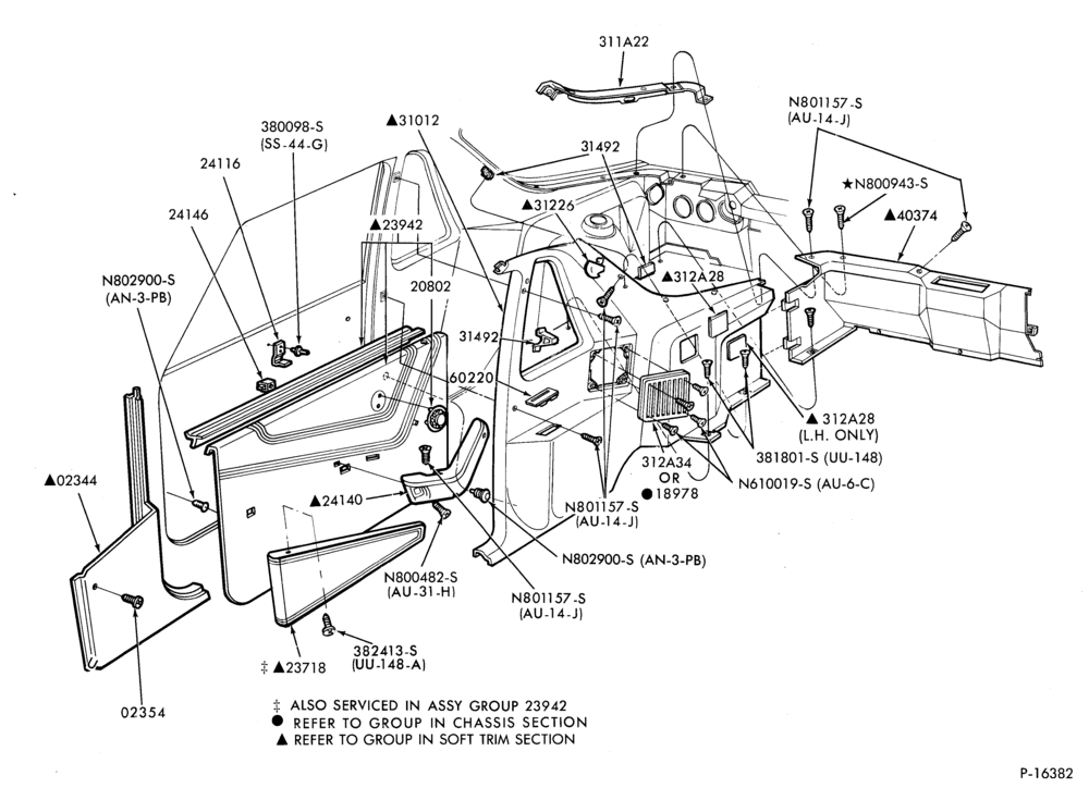 Схема SOFT, INTERIOR TRIM-Interior trim parts    - "GL", "GT", "GS" or "XR3" series- B/T 67(EXP)