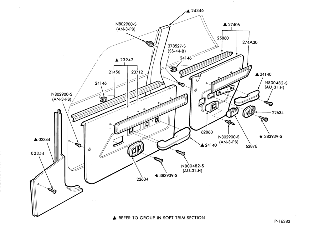 Схема SOFT, INTERIOR TRIM-Interior trim parts  - trim panels- body type 74