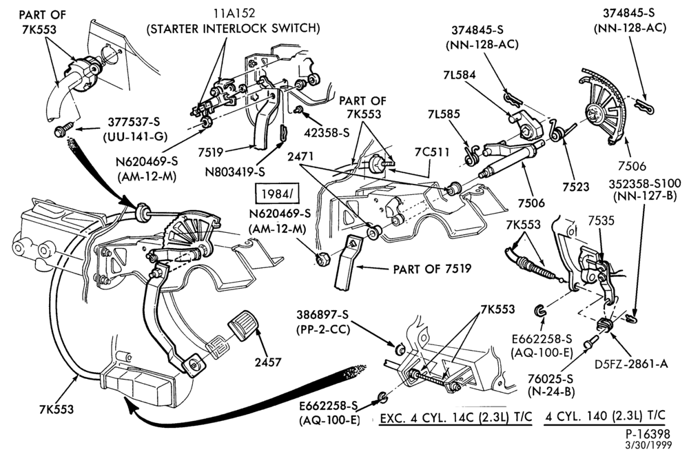 Схема BRAKES-Brake and clutch pedal