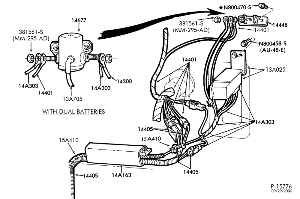Схема ELECTRICAL SYSTEMS-Relay feed wiring - camper wiring with or without dual batteries-F100/350,