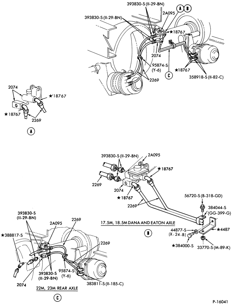 Схема BRAKE SYSTEMS - AIR-Air brake system  - Rear axle tubing-w/cam brakes-B700