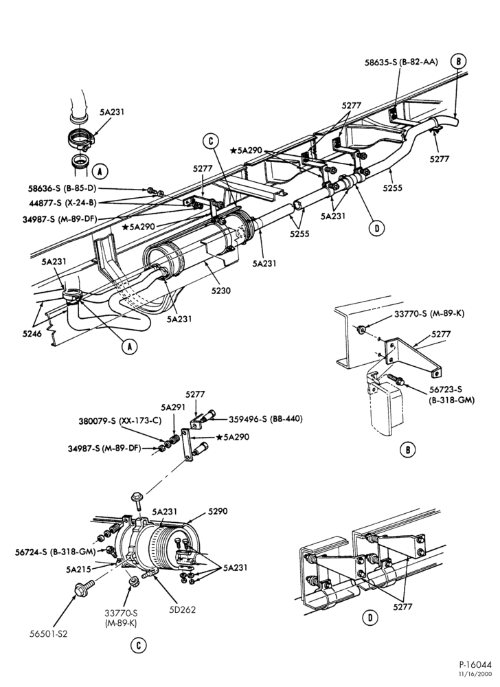 Схема EXHAUST SYSTEM-8 cyl. 6.1L and 7.0L - Body Type 84 cowl & LPG-B600/700