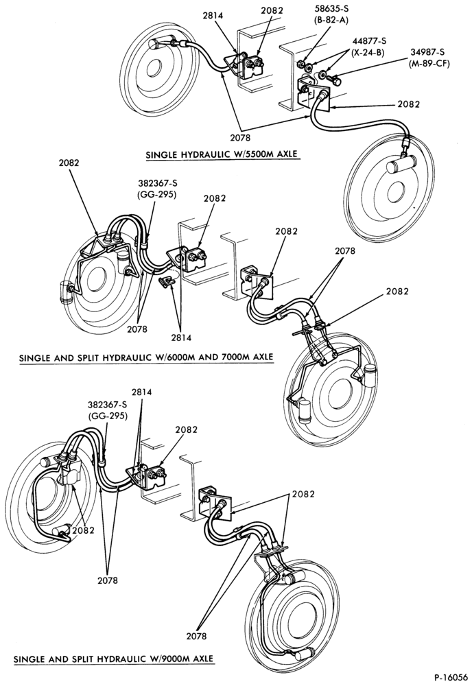 Схема BRAKE SYSTEMS-(1980/82) - single and split-hydraulic w/vacuum booster- front jounce hoses-F-FT600/800