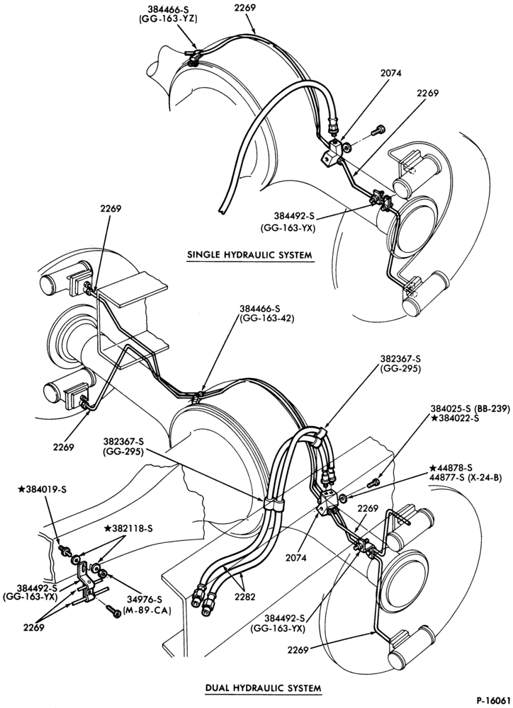 Схема BRAKE SYSTEMS - HYDRAULIC-(1980/83) - rear axle tubing-13M, 15M and 17.5M Rockwell axles-B600/700