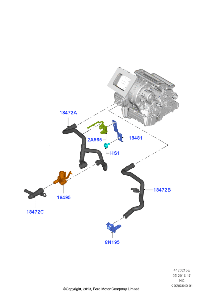 Схема Шланги отопителя, (+)"CDN/PR/USA", All 1.6 Ecoboost; 04.11.2013