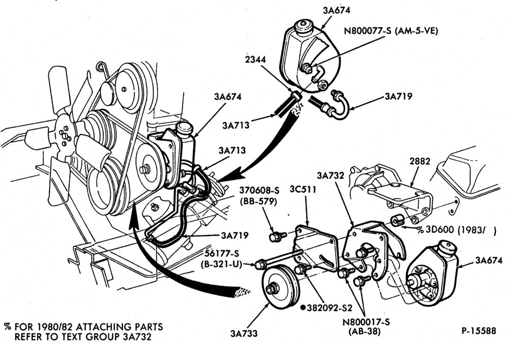 Схема STEERING-(1980/87) - 8 cyl. 302 (5.0L), 351W-E100/350