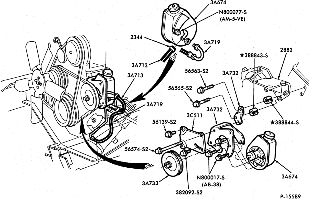 Схема STEERING-(1980/82) - 8 cyl. 351M (5.8L) and-E100/350