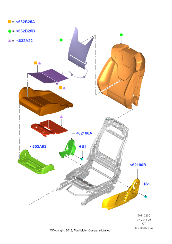 Схема Подушки и обогрев передних сидений, With Recaro Front Seat; 24.06.2013–01.08.2019