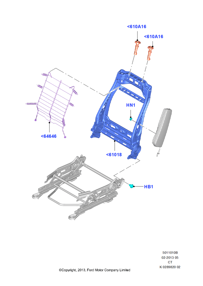 Схема Спинка переднего сиденья, With Recaro Front Seat; 24.06.2013–01.08.2019