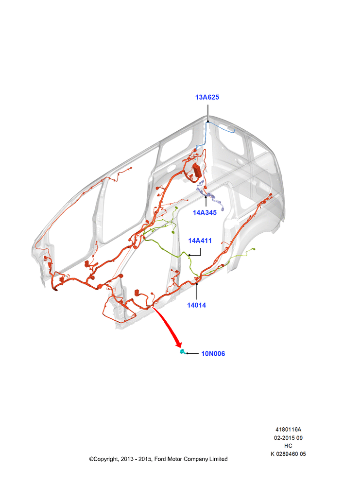 Схема Проводка кузова и потолочной консоли, Less Special Purpose Vehicle, Body; 30.09.2013–28.05.2018