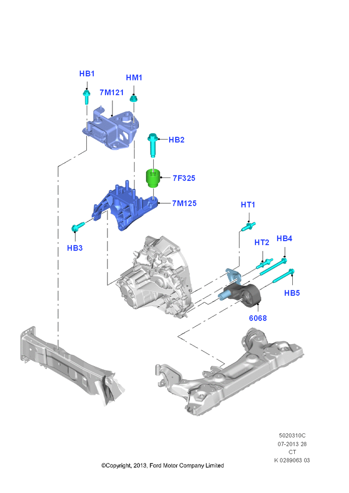 Схема Опоры КПП, 6 Speed Manual Trans - B6; 24.06.2013–01.08.2019