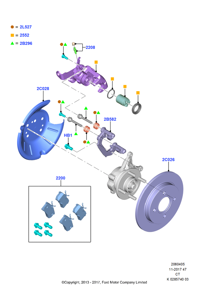 Схема Задние тормозные диски и суппорты, With 4 Wheel Disc-Brake; 24.06.2013–01.08.2019