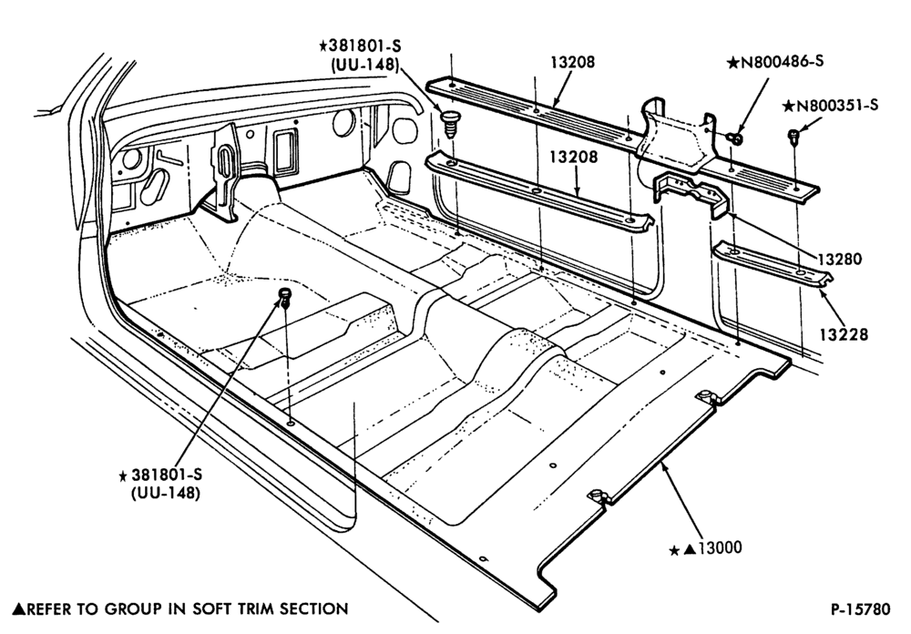Схема SOFT, INTERIOR TRIM-Interior trim parts - headlining - floor carpets - body type 54