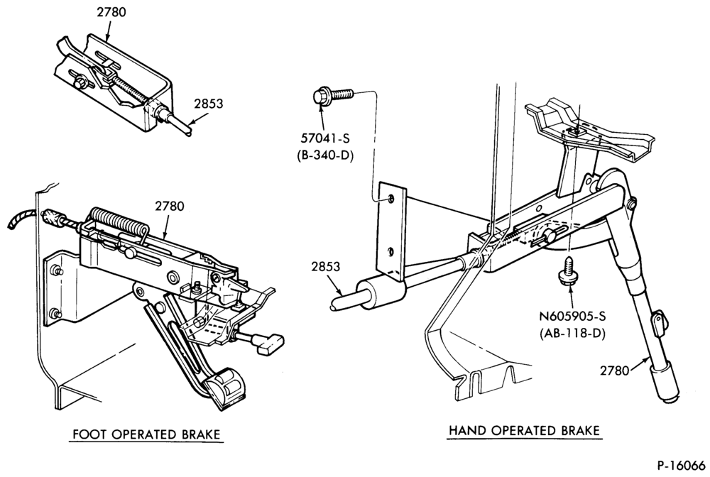 Схема PARKING BRAKES-Parking brake system - lever - trans. mounted-B/T 81 cab models-F-FT600/800