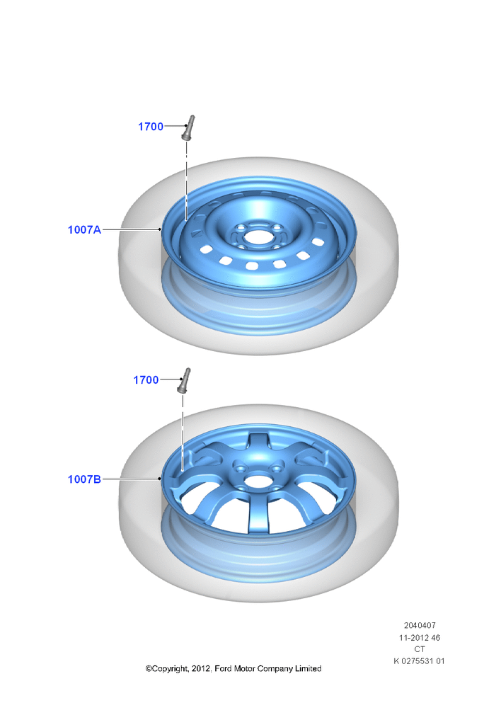 Схема Spare Wheel, With Mini Aluminium Spare Wheel, Spare Tire - T125/80 R15, With 15" Mini Steel Spare Wheel; 29.04.2013–01.08.2019