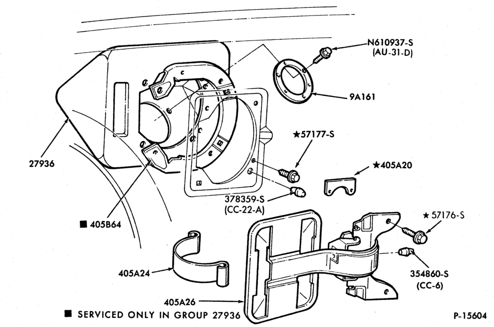 Схема FUEL FILLER DOOR-Fuel filler door and related parts-All