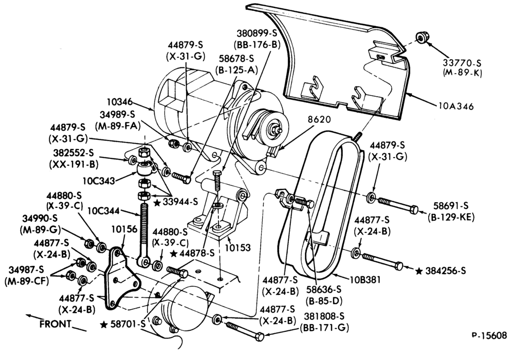 Схема ALTERNATOR MOUNTING PARTS-CL-CLT900-6 cyl. 552 (6V-92) and 8 cyl. 568 (8V-71) and 736 (8V-92) Detroit Diesel- Delco and Leece/Neville