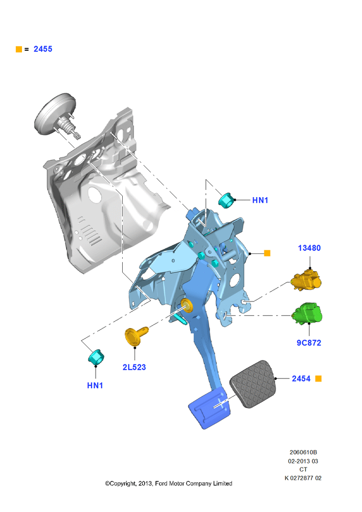 Схема Педали тормоза и сцепления, 6 Speed Auto Trans GFT DPS6; 29.04.2013–01.08.2019