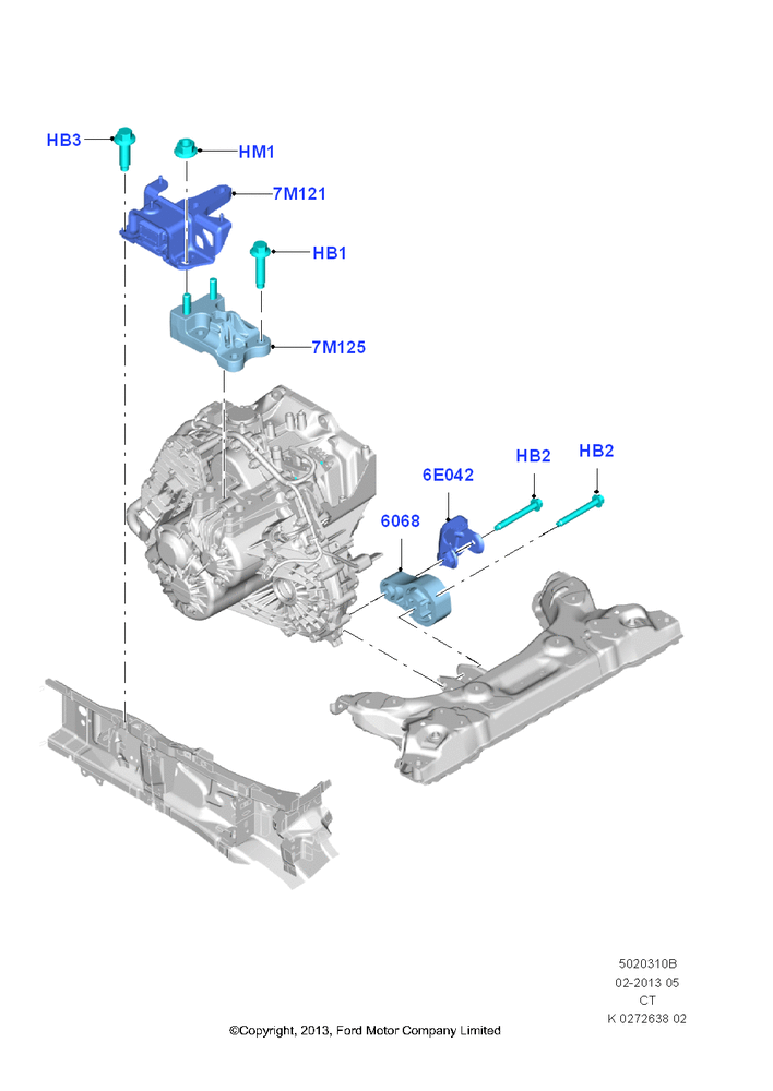 Схема Опоры КПП, 6 Speed Auto Trans GFT DPS6; 29.04.2013–01.08.2019