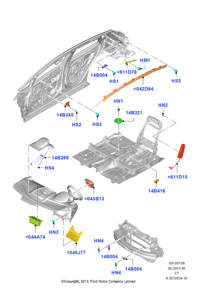 Схема Подушки безопасности (SRS), 5 Door Sedan; 29.04.2013–01.08.2019