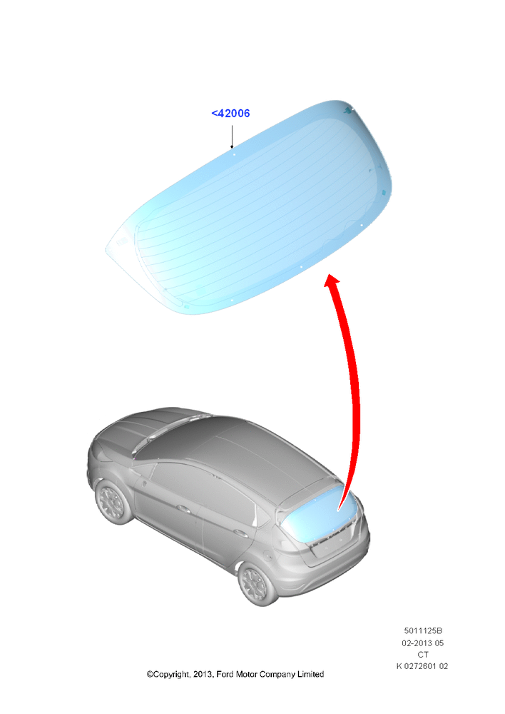 Схема Заднее стекло, 5 Door Sedan; 29.04.2013–01.08.2019