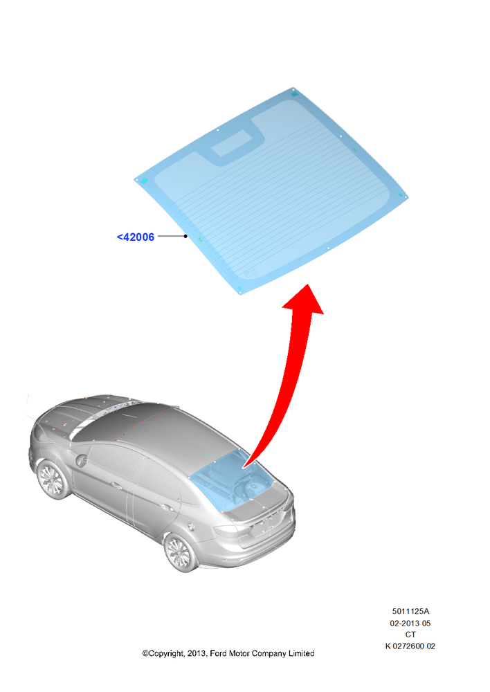 Схема Заднее стекло, 4 Door Sedan; 29.04.2013–01.08.2019