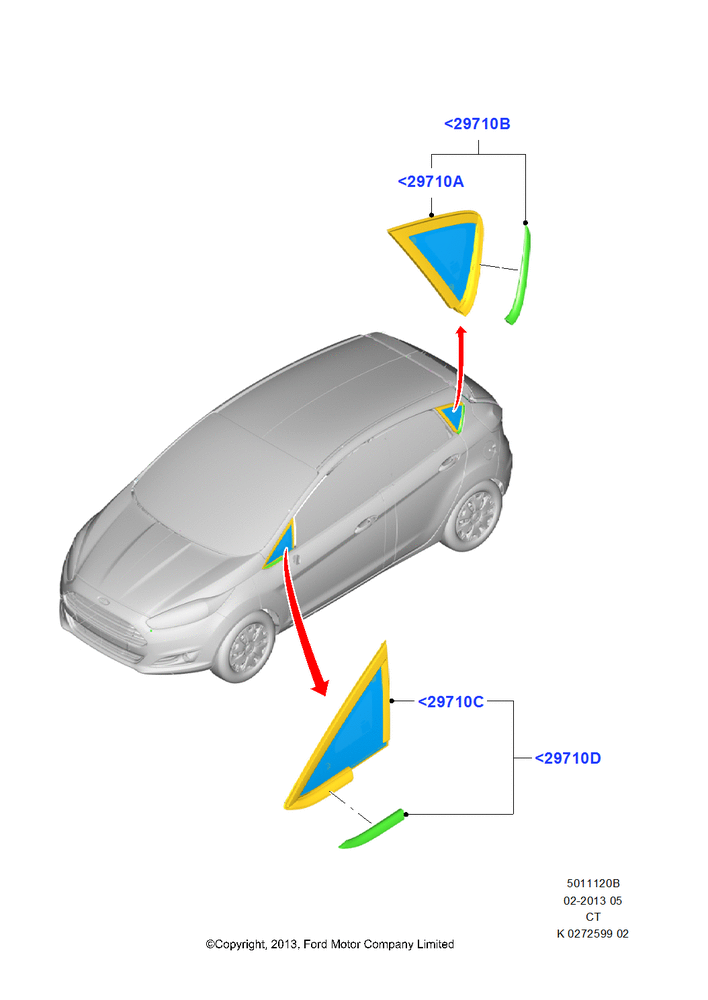 Схема Quarter Windows, 5 Door Sedan; 29.04.2013–01.08.2019