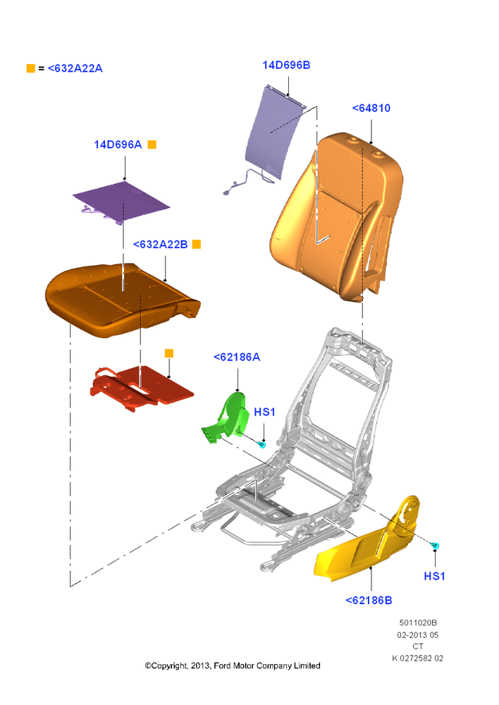 Схема Подушки и обогрев передних сидений, With Drivers Heated Seat, With Heated Passenger Seat, With Low Back Front Seats; 29.04.2013–01.08.2019