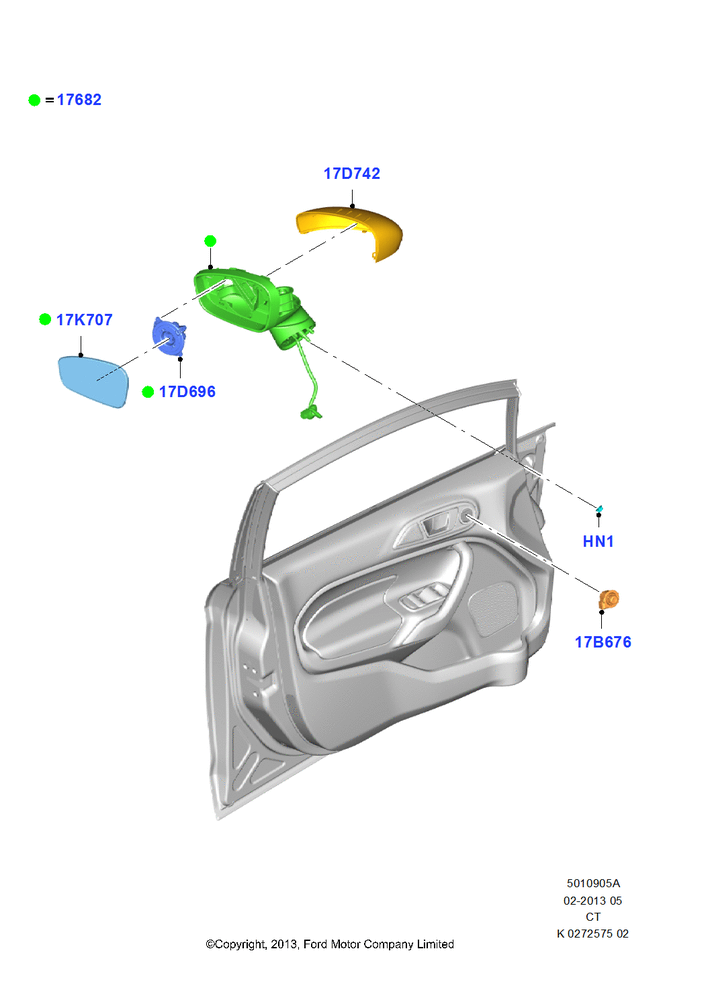 Схема Наружные зеркала заднего вида, DUAL POWER MIRRORS; 29.04.2013–01.08.2019