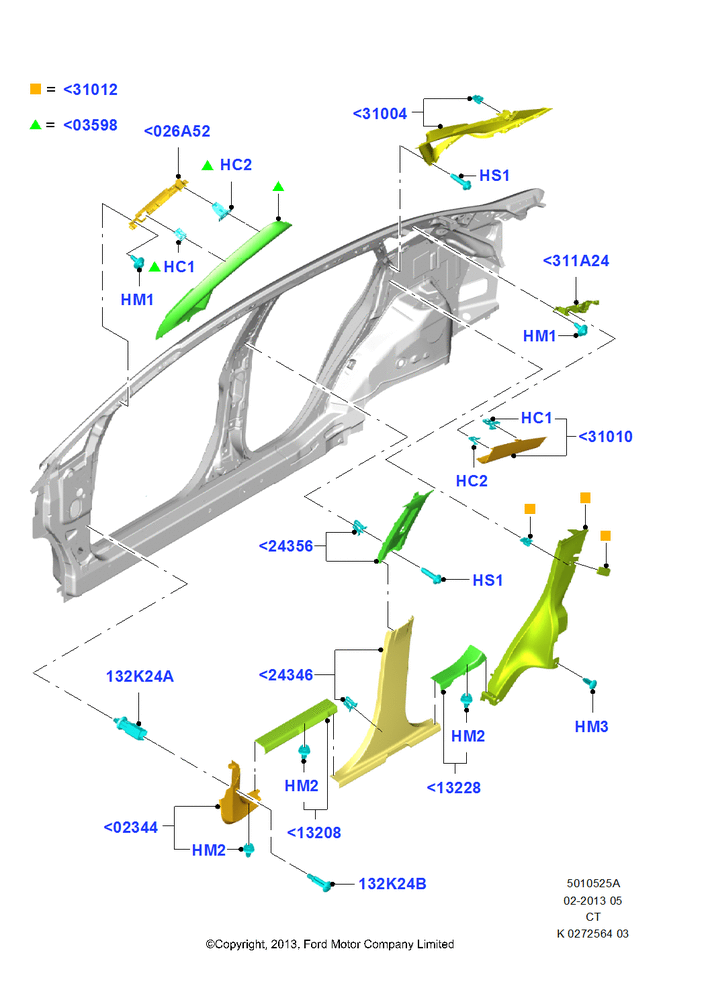 Схема Боковая отделка, 4 Door Sedan; 29.04.2013–01.08.2019