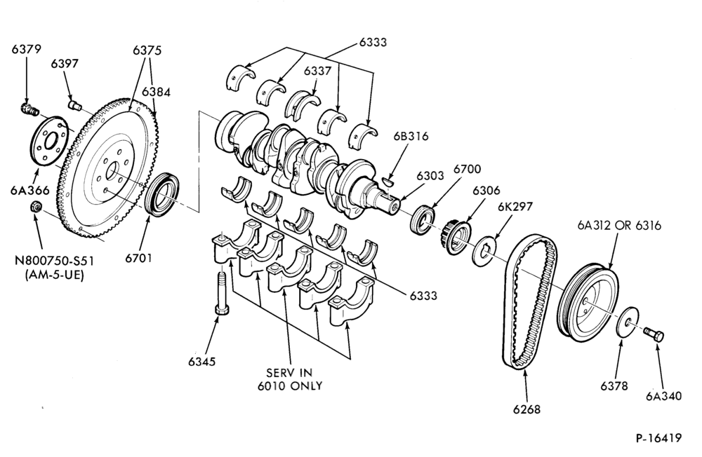 Схема 4 CYL. 1.6L (98 C.I.D.)-Crankshaft and flywheel